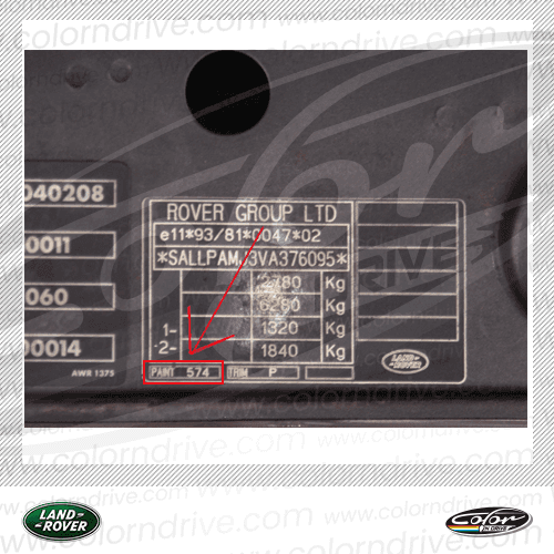 LAND ROVER paint code label example 1